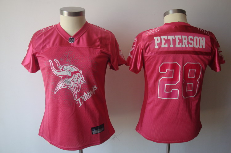 Vikings #28 Adrian Peterson Pink 2011 Women's Fem Fan Stitched NFL Jersey - Click Image to Close